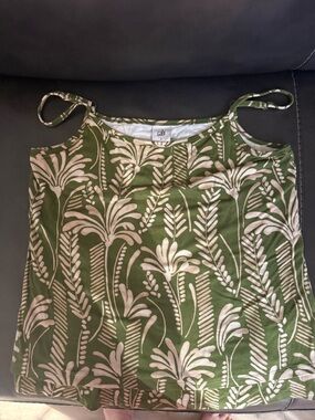 CAbi Olive Green and Cream Botanical Cami